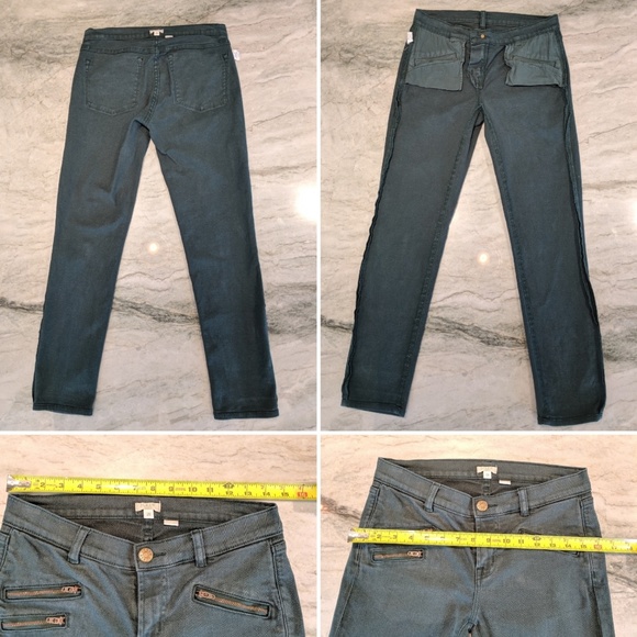 J Crew Dark Green Moto Zipper Pocket Jeans - Picture 4 of 8